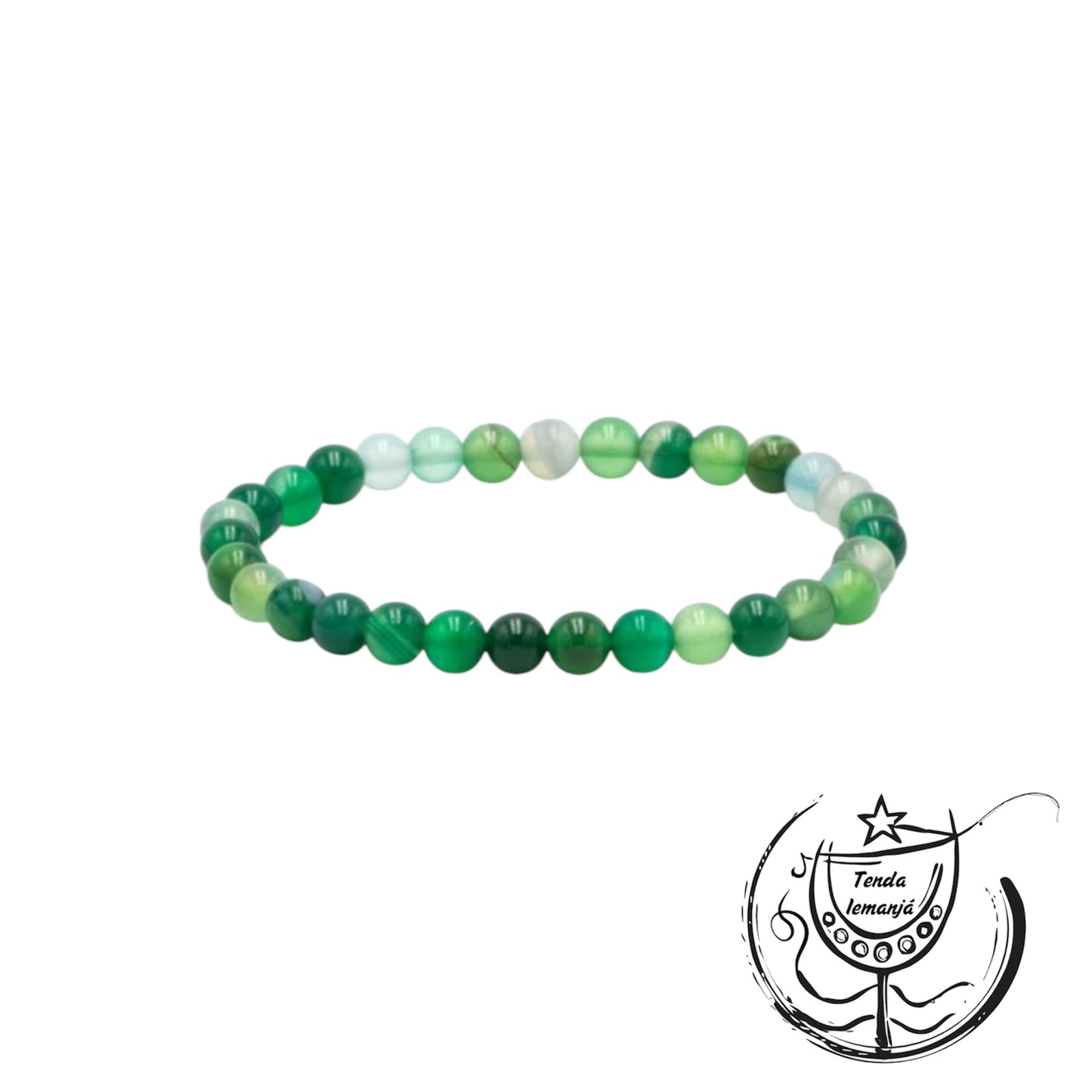 Pulseira - Ágata Musgo - 6mm
