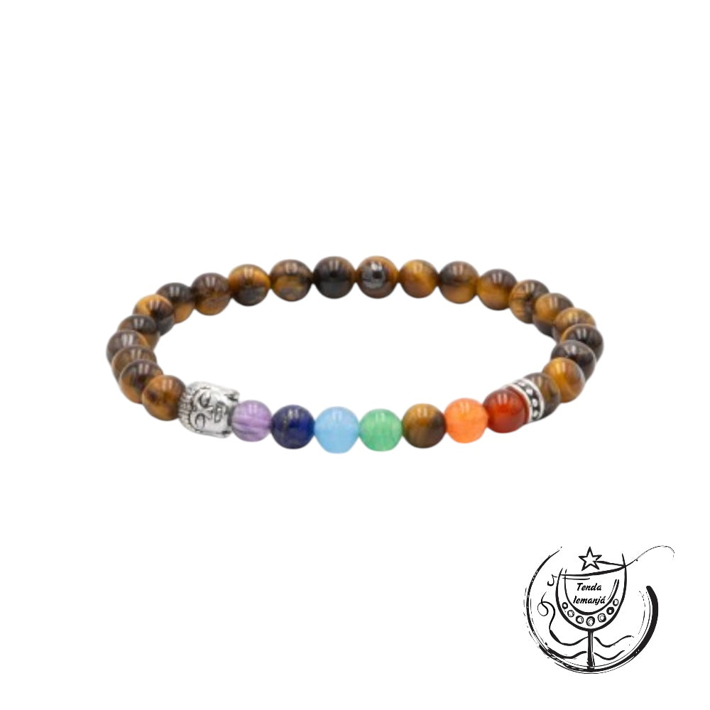 Pulseira Chakras - Buddha Olho de Tigre - 6mm