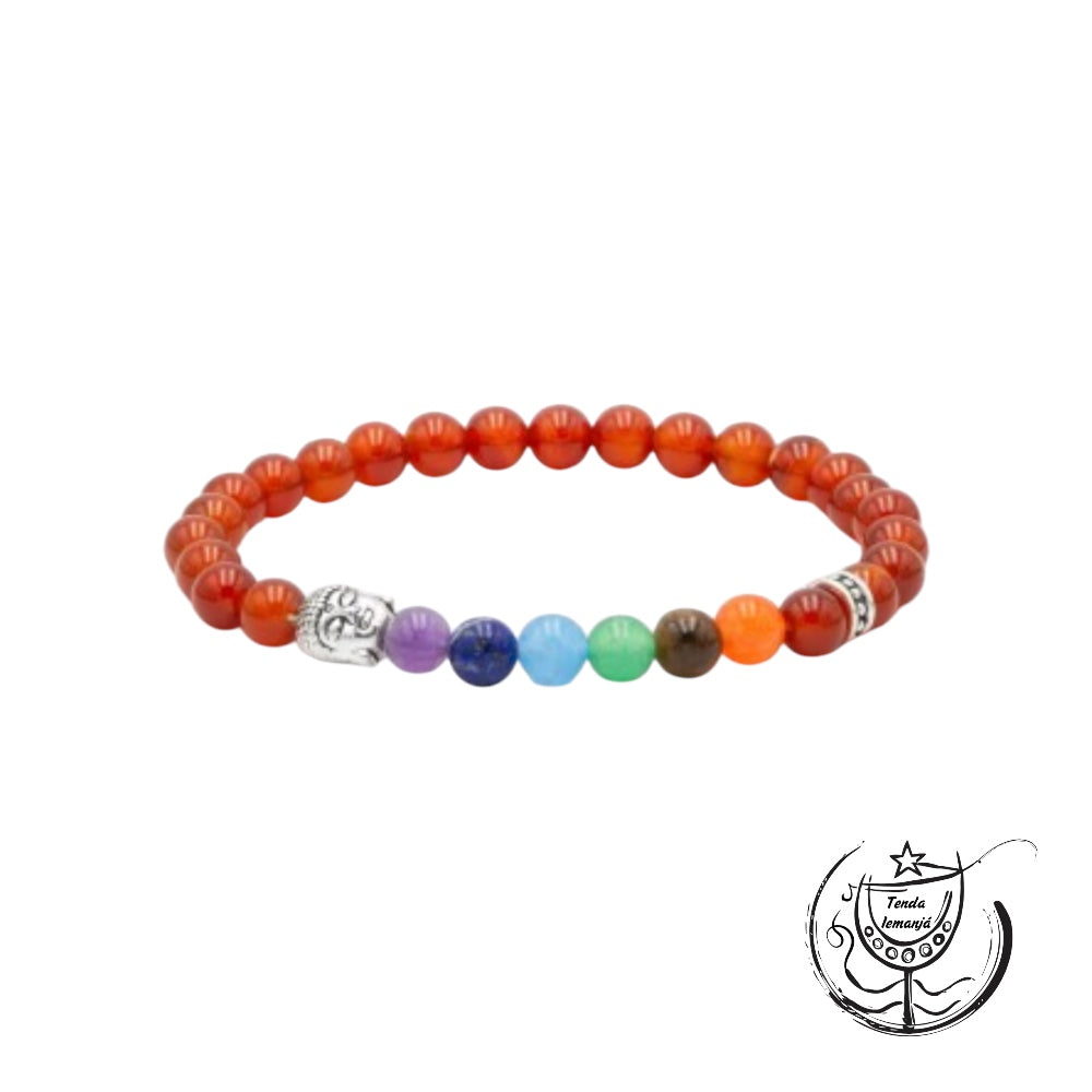 Pulseira Chakras - Buddha Ágata Fogo - 6mm