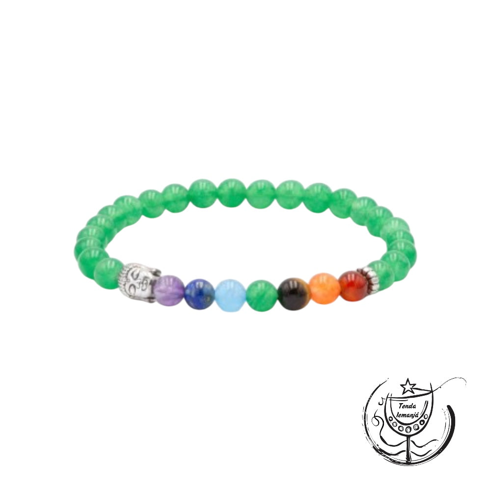 Pulseira Chakras - Buddha Quartzo Verde - 6mm