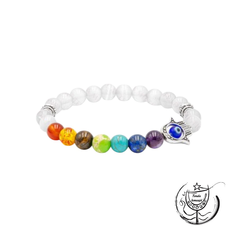 Pulseira Chakras - Hamsá Selenite - 8mm