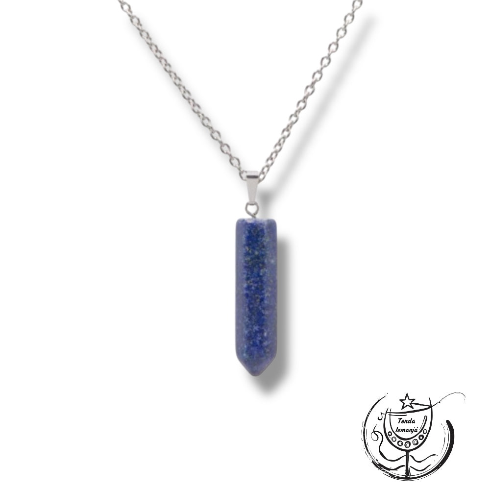 Colar - Lápis Lazúli Aço Ponta