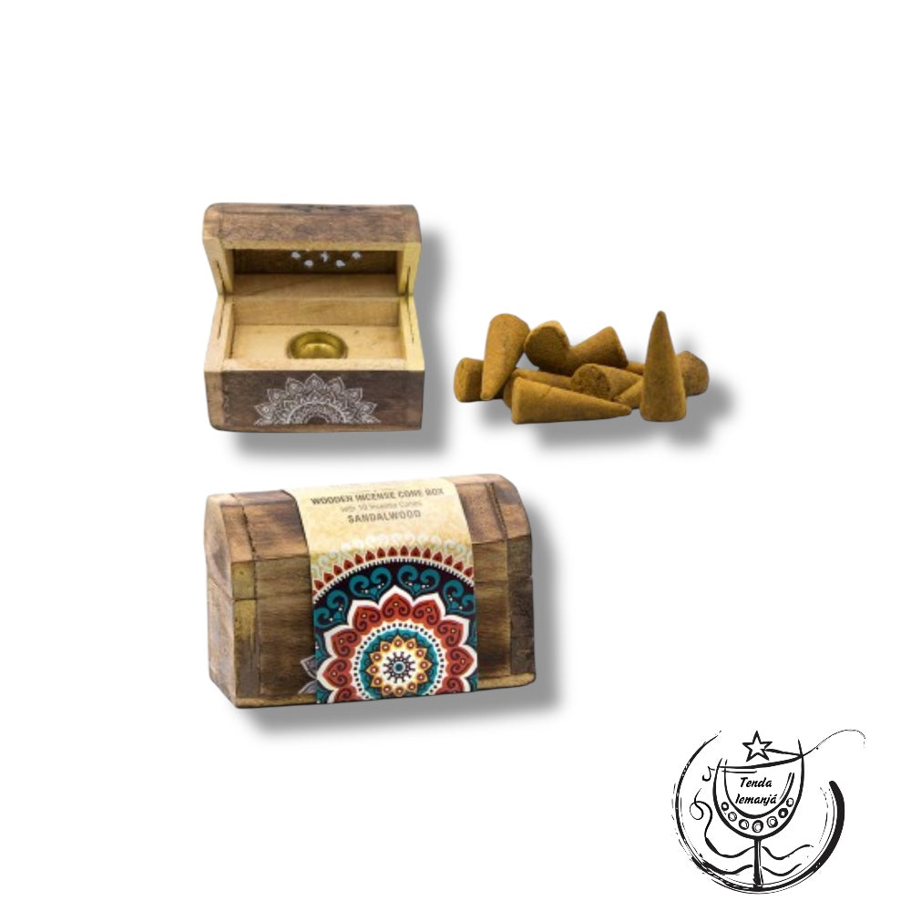 Incensário Baú Karma Mandala Cones Sandalwood
