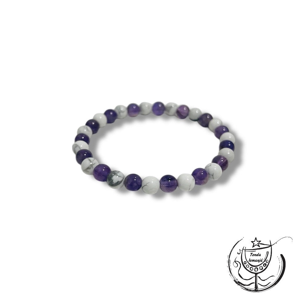 Pulseira Proteção - Insónia (Howlite & Ametista) 6mm