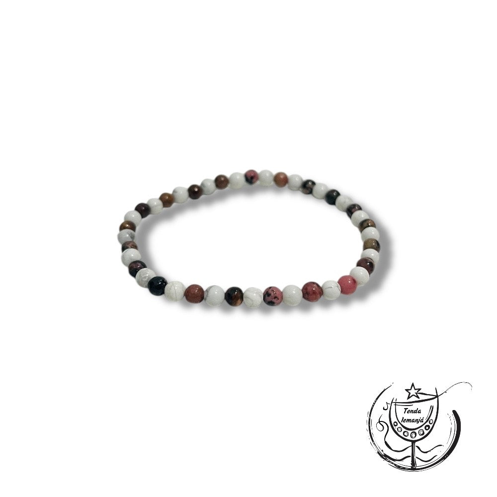 Pulseira Proteção - Equilíbrio Emocional (Rodonite & Howlite) 4mm