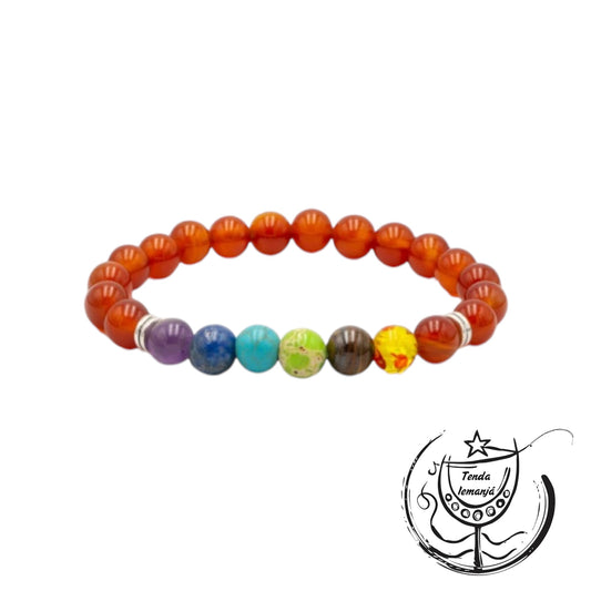 Pulseira - Chakras Ágata Fogo - 8mm