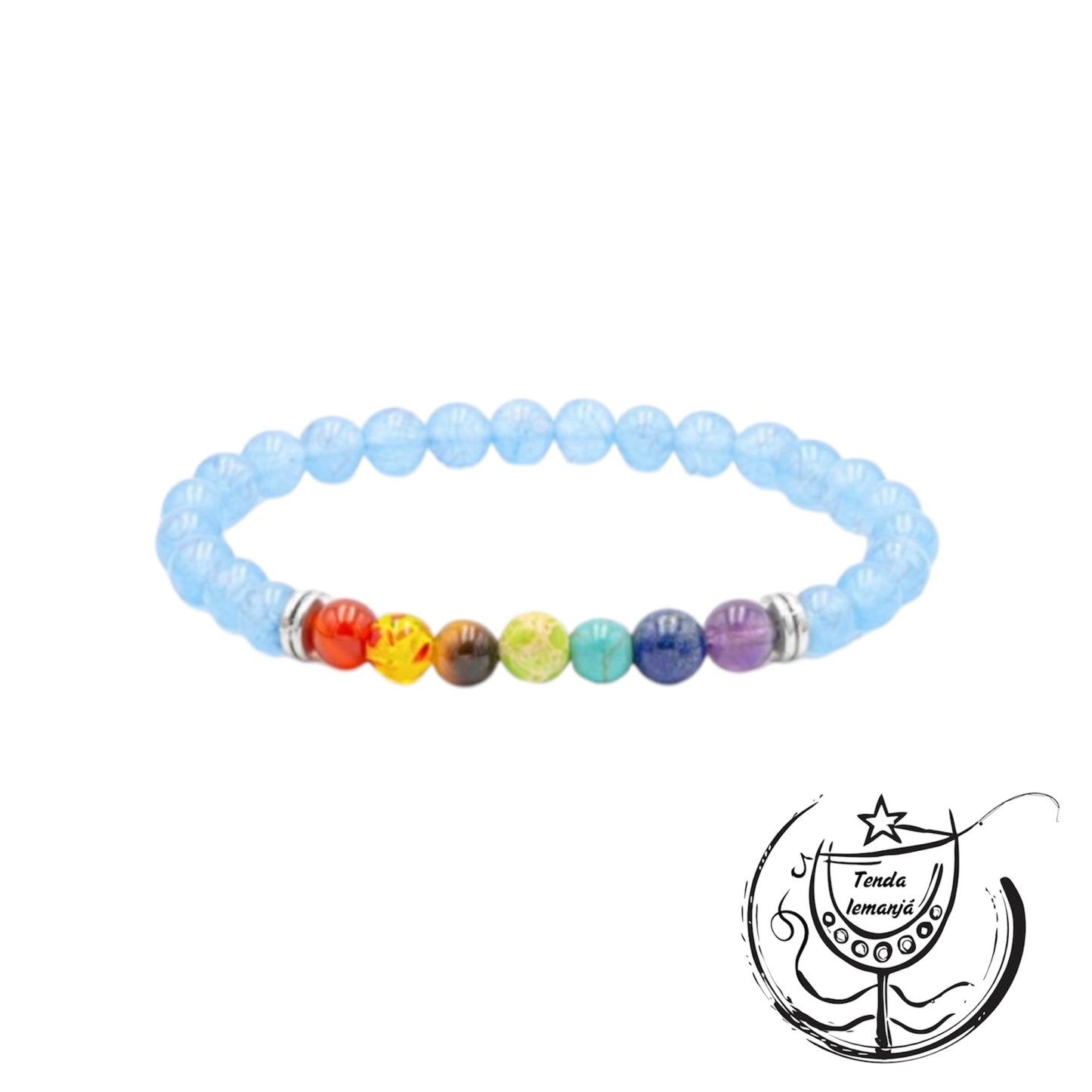 Pulseira - Chakras Ágata Azul - 6mm