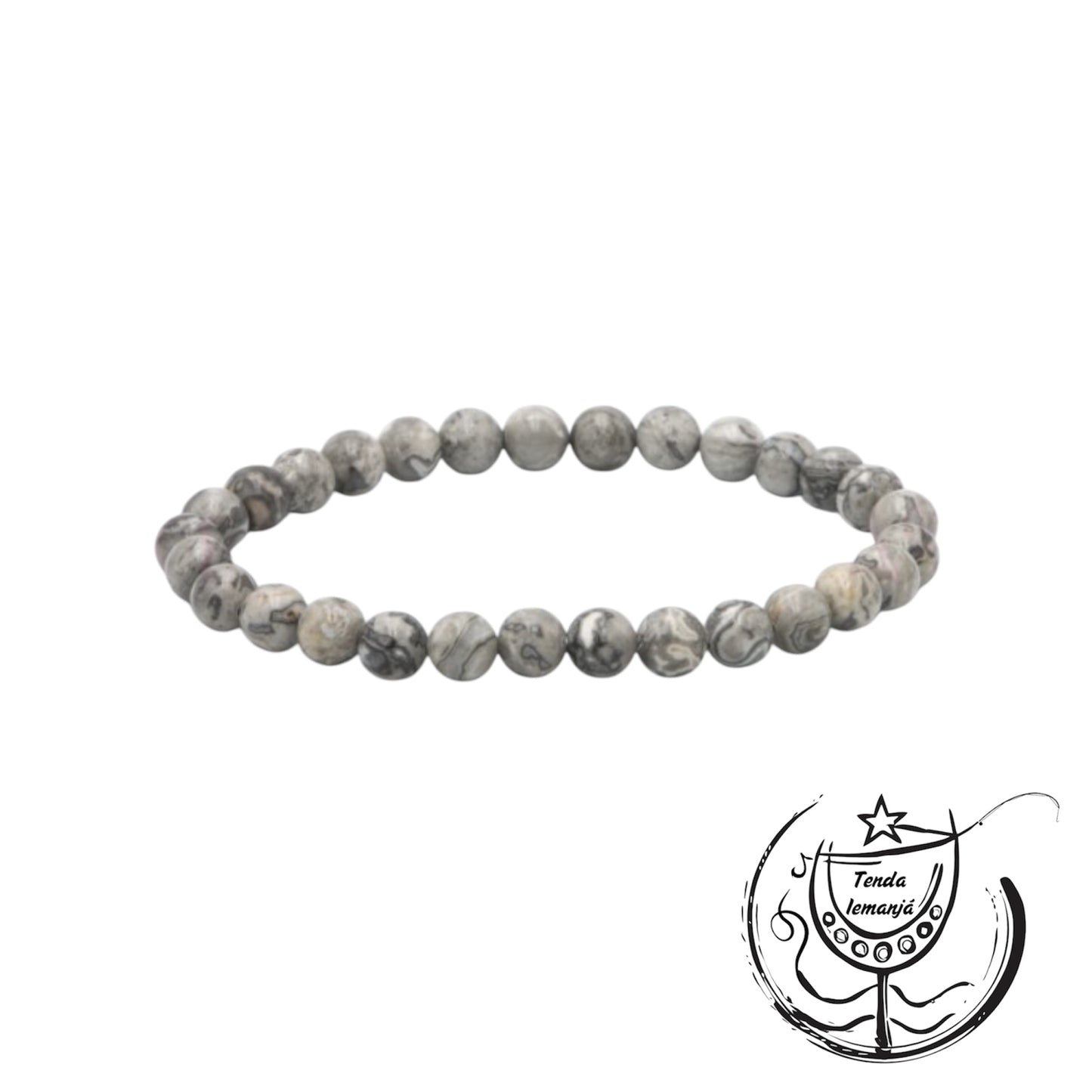 Pulseira - Jaspe Cinza - 6mm