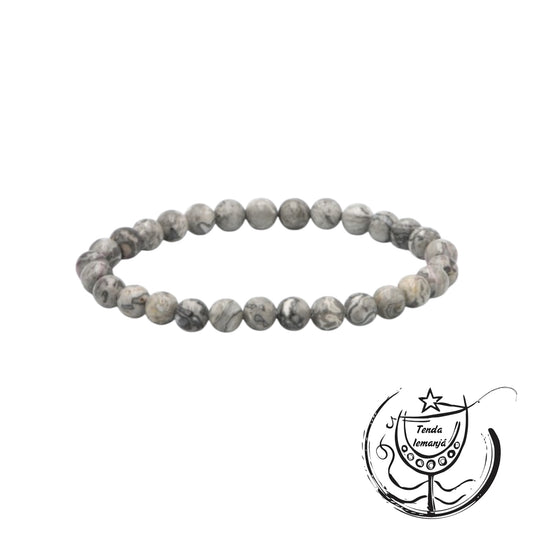 Pulseira - Jaspe Cinza - 6mm