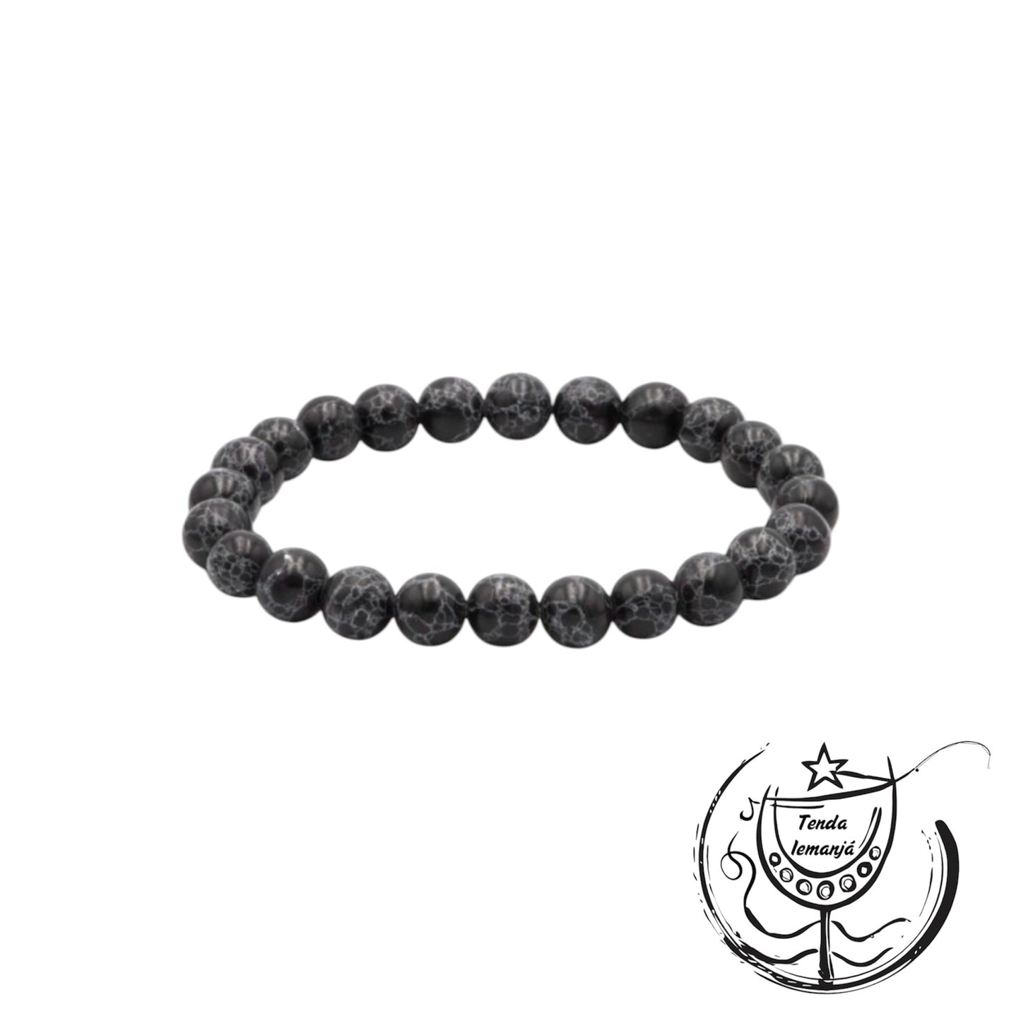 Pulseira - Howlite Negra - 8mm