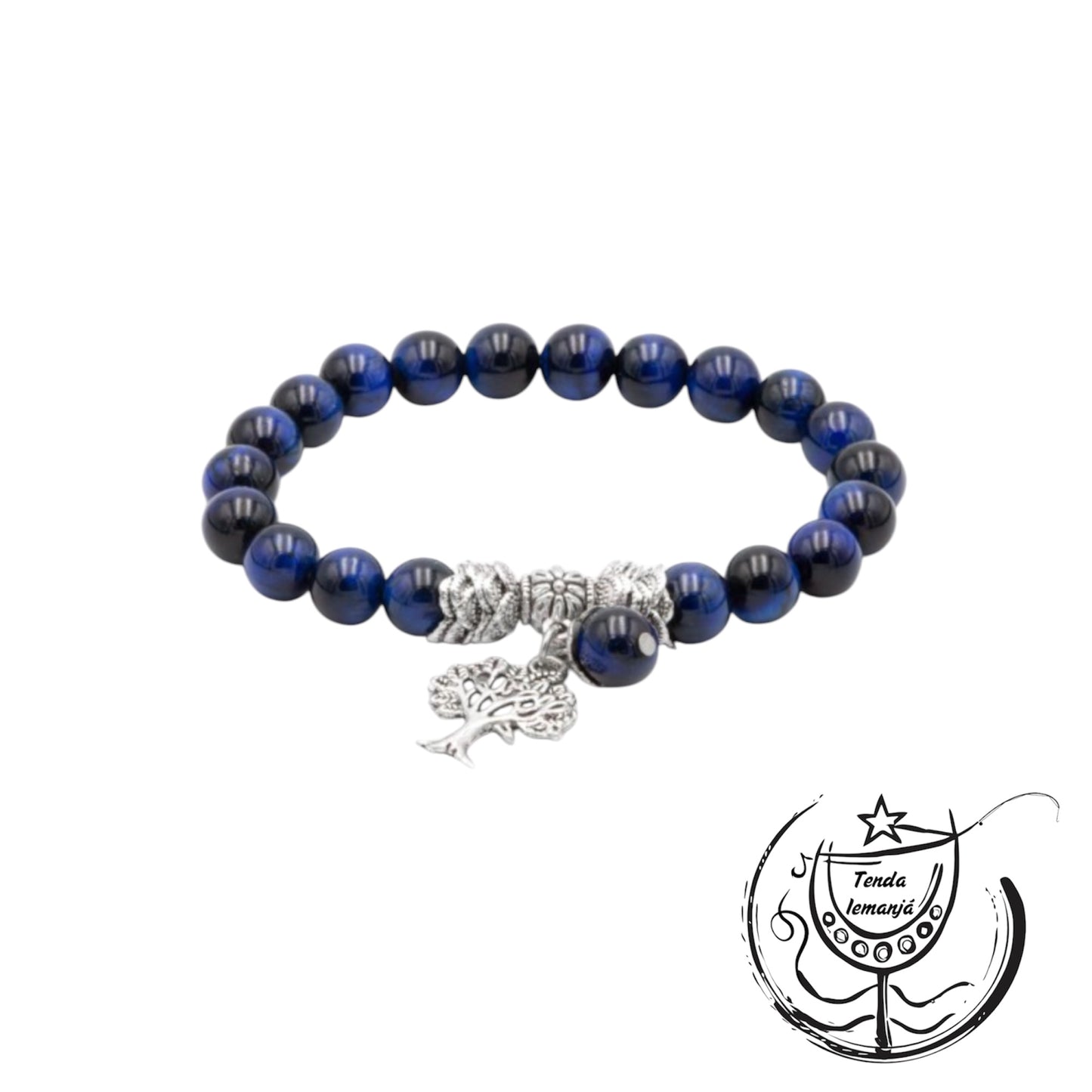 Pulseira - Olho de Tigre Azul - Árvore da Vida