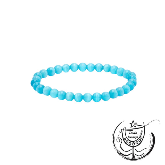 Pulseira - Olho de Gato Azul (Claro) - 6mm