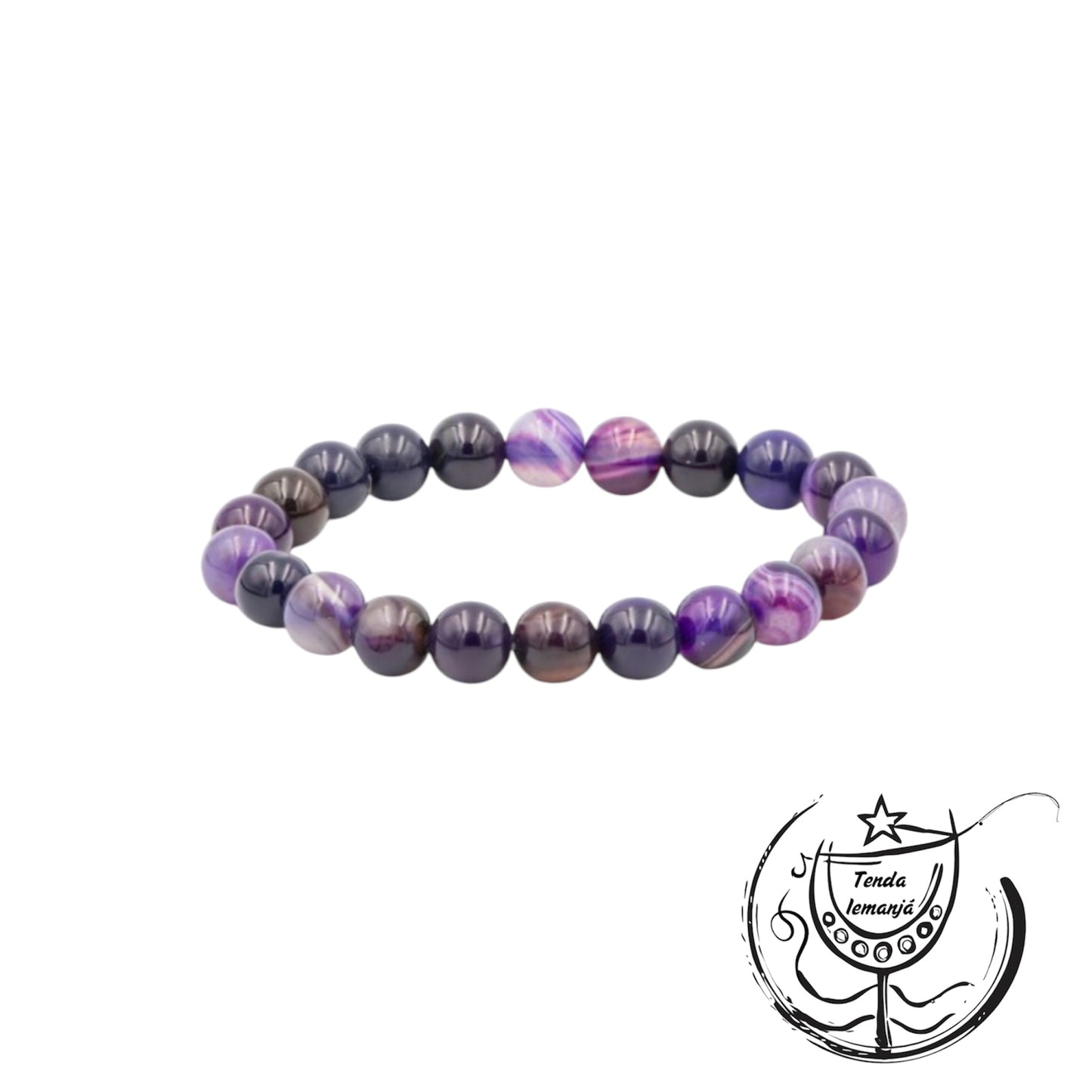 Pulseira - Ágata Roxa - 8mm