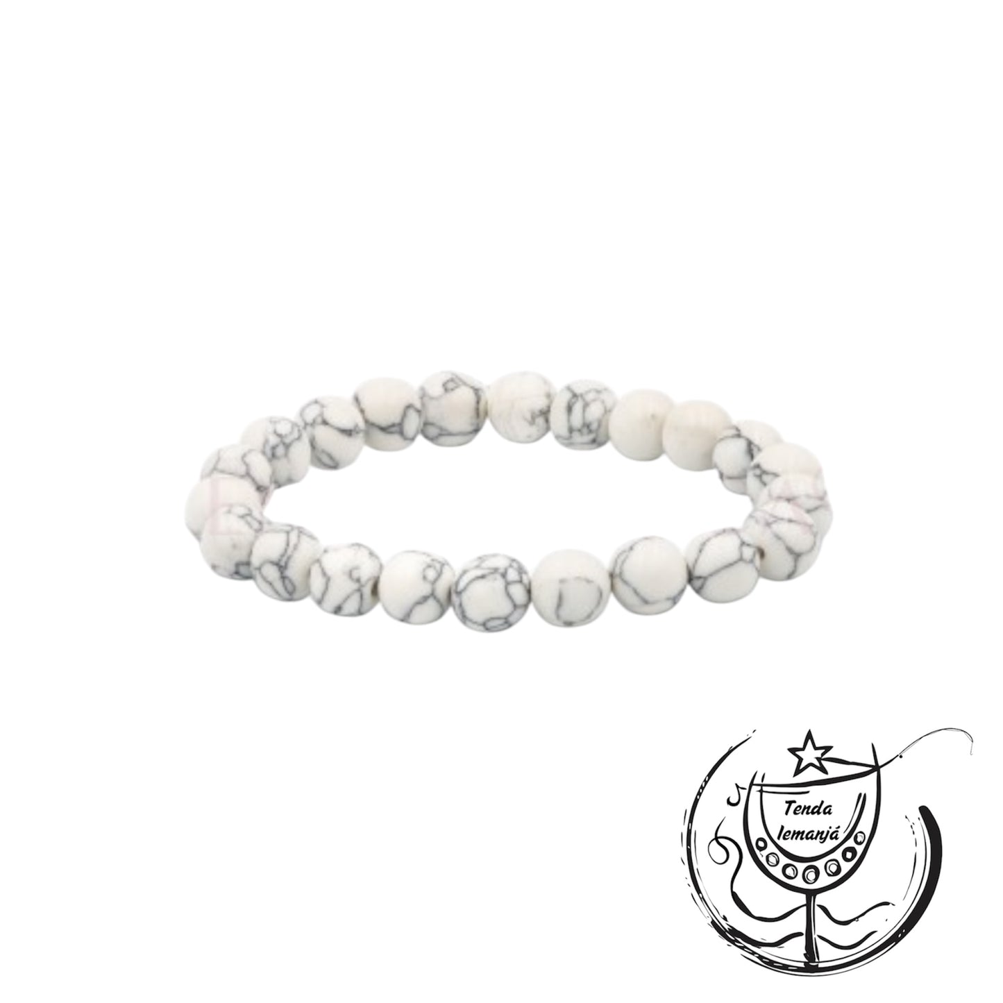Pulseira - Howlite Branca 8mm