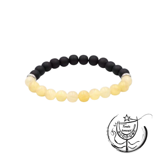 Pulseira - Ónix Matte & Calcite Amarela - 8mm