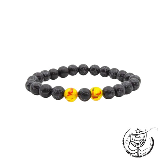 Pulseira - Poder do Âmbar - Howlite Negra