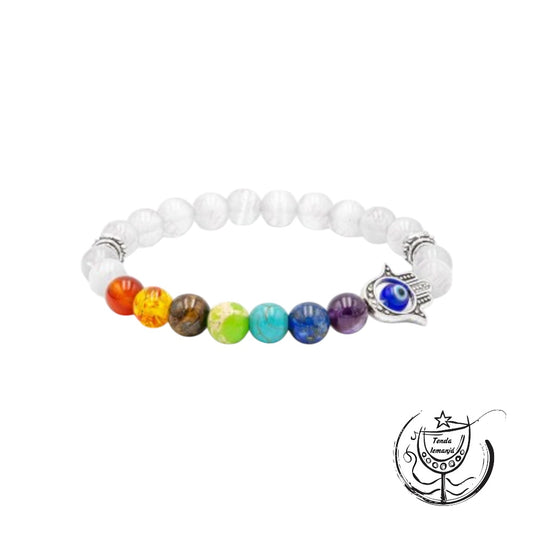 Pulseira Chakras - Hamsá Selenite - 8mm