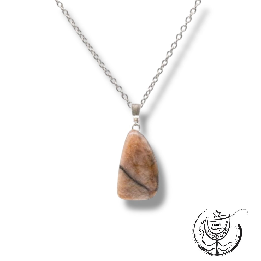 Colar - Quiastolite Aço Pedra Prata