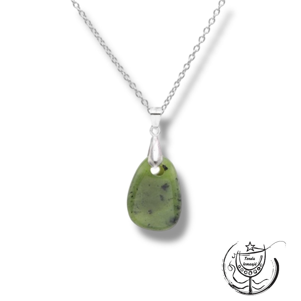 Colar - Jade Canadiense Aço Lágrima Plana