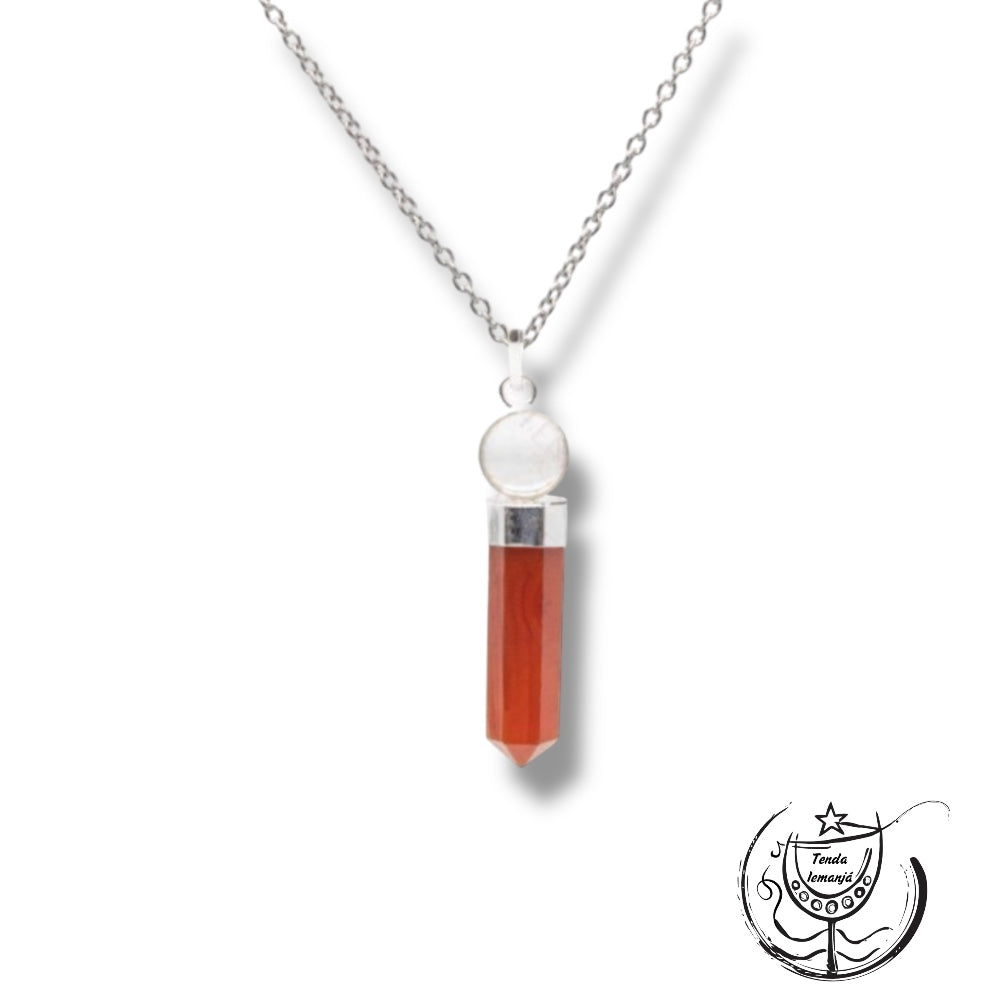 Colar - Carneola Ponta Bola Cristal