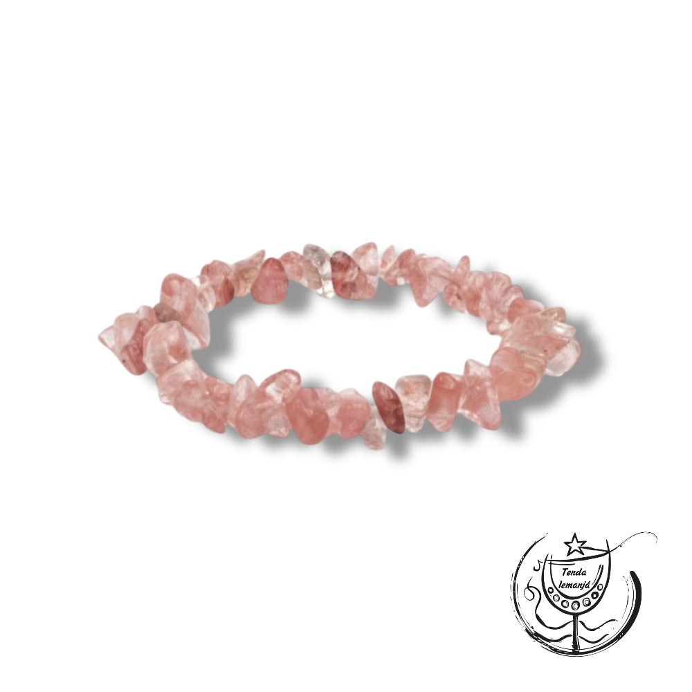 Pulseira Chips - Quartzo Morango