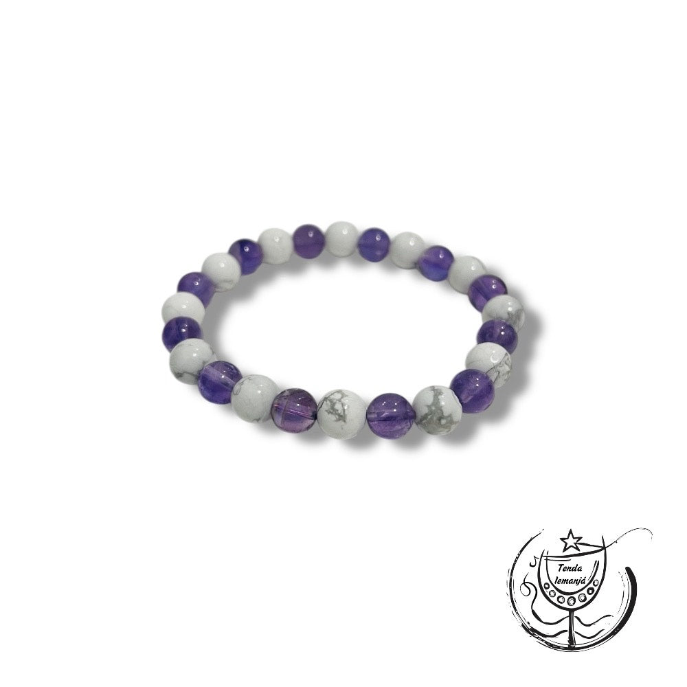 Pulseira Proteção - Insónia (Howlite & Ametista) 8mm