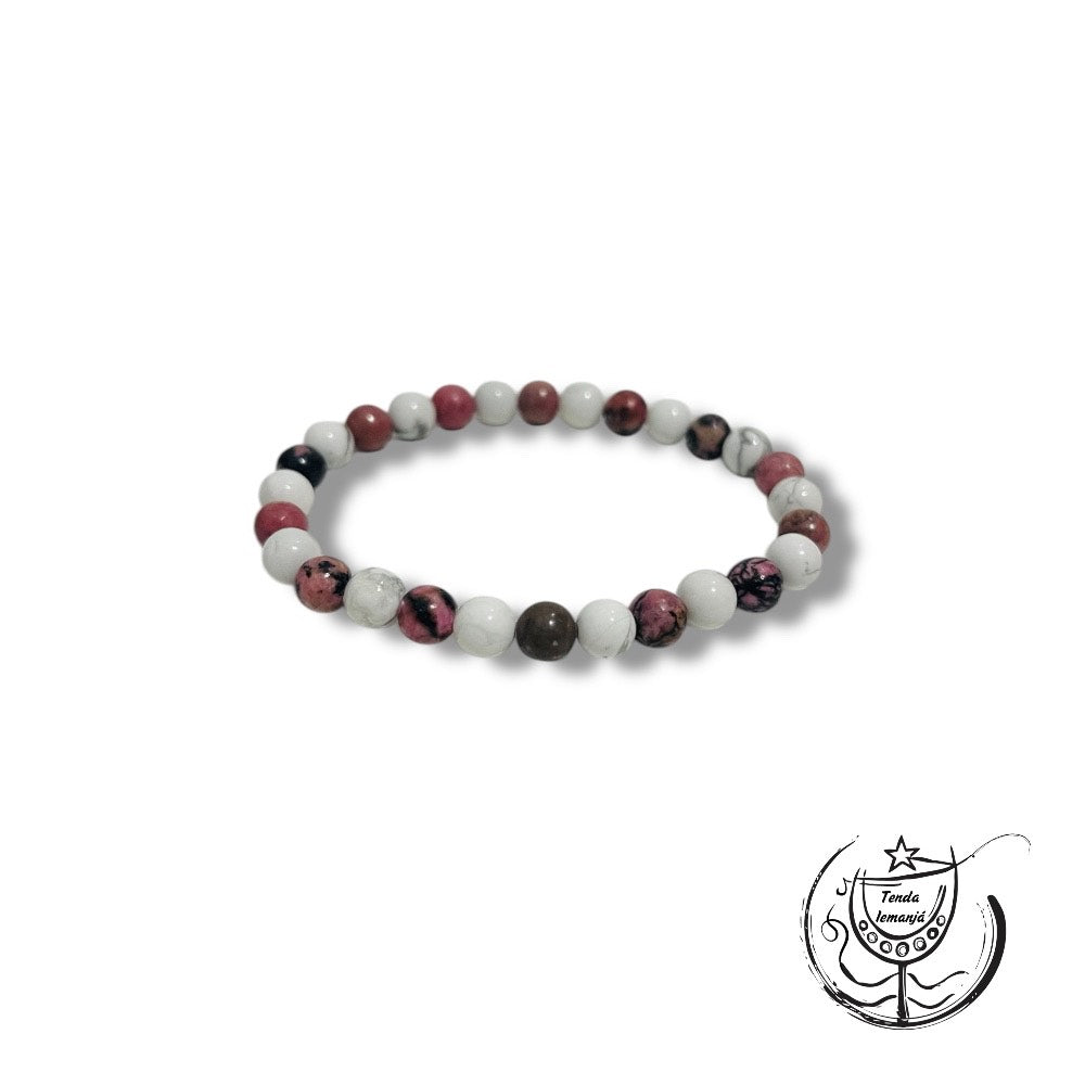Pulseira Proteção - Equilíbrio Emocional (Rodonite & Howlite) 6mm