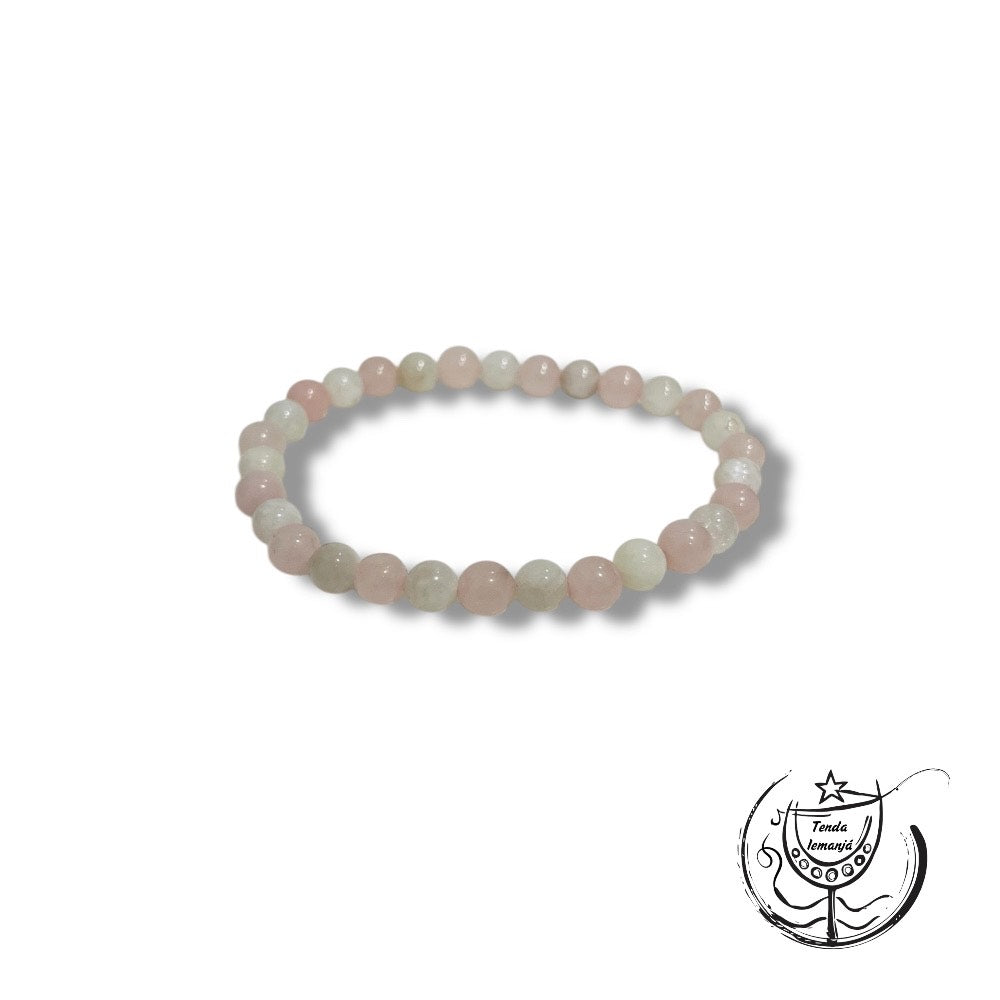 Pulseira Proteção - Fertilidade (Pedra da Lua & Quartzo Rosa) 6mm